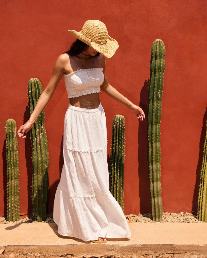 Roxy Beachside Tiered Maxi Skirt - Snow White