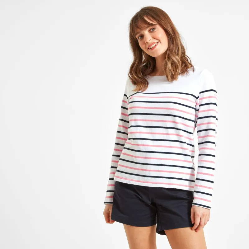 Schoffel Beauport Ladies Top - White/Navy/Flamingo Stripe