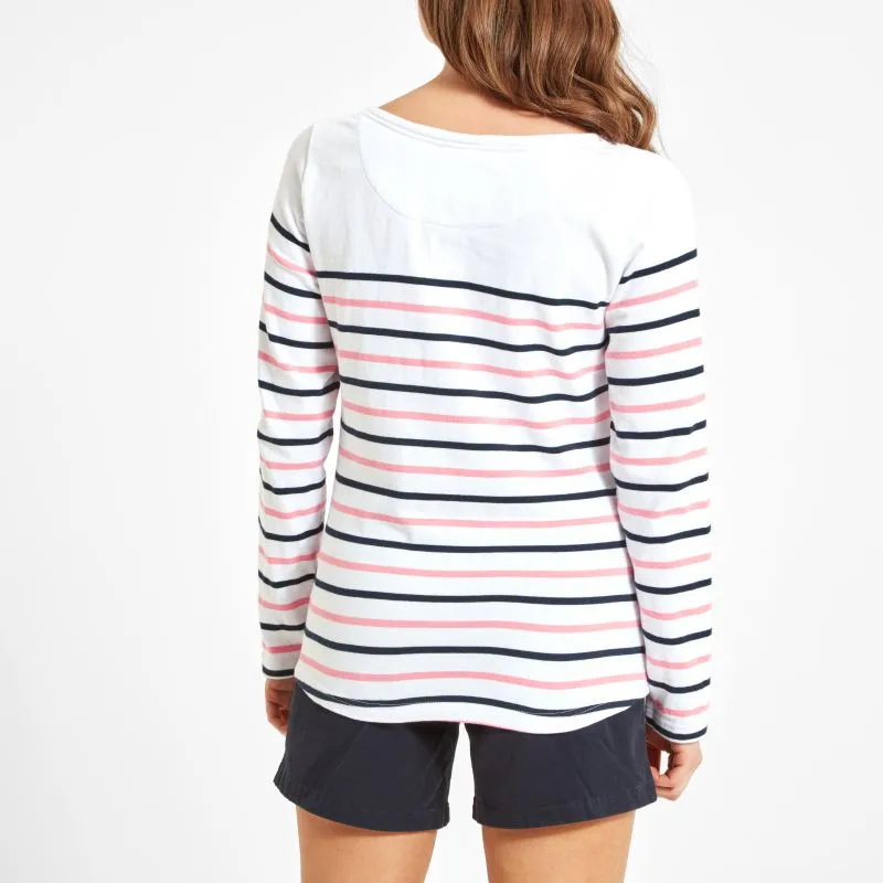 Schoffel Beauport Ladies Top - White/Navy/Flamingo Stripe