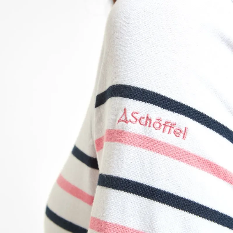Schoffel Beauport Ladies Top - White/Navy/Flamingo Stripe