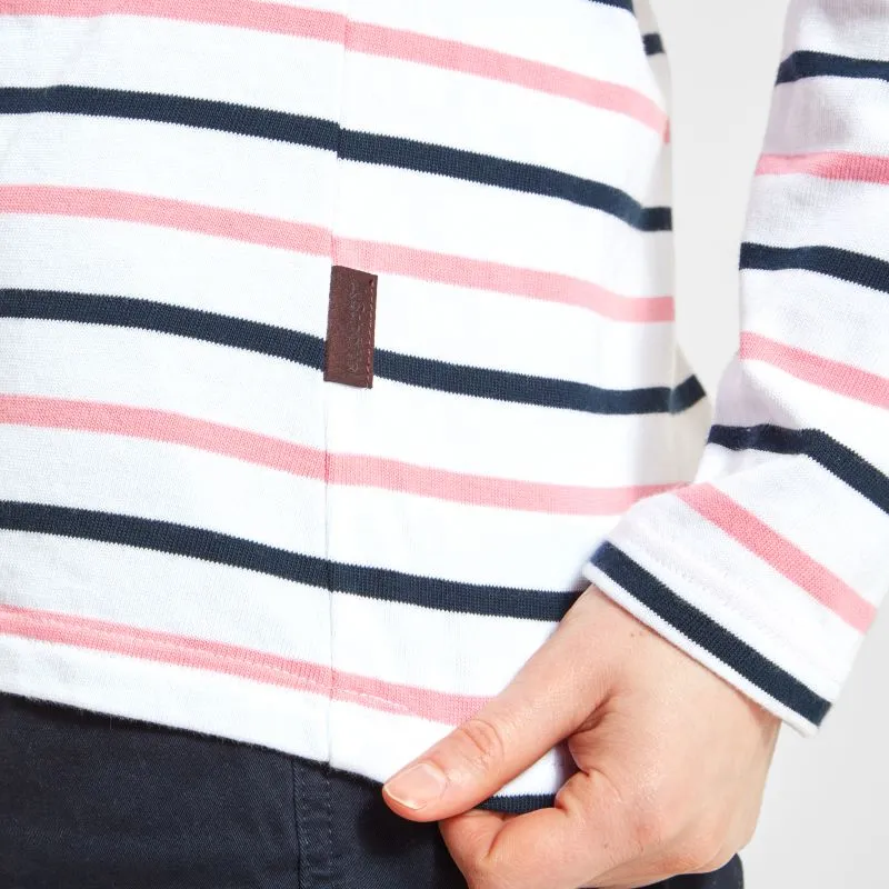 Schoffel Beauport Ladies Top - White/Navy/Flamingo Stripe