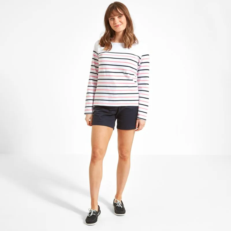 Schoffel Beauport Ladies Top - White/Navy/Flamingo Stripe