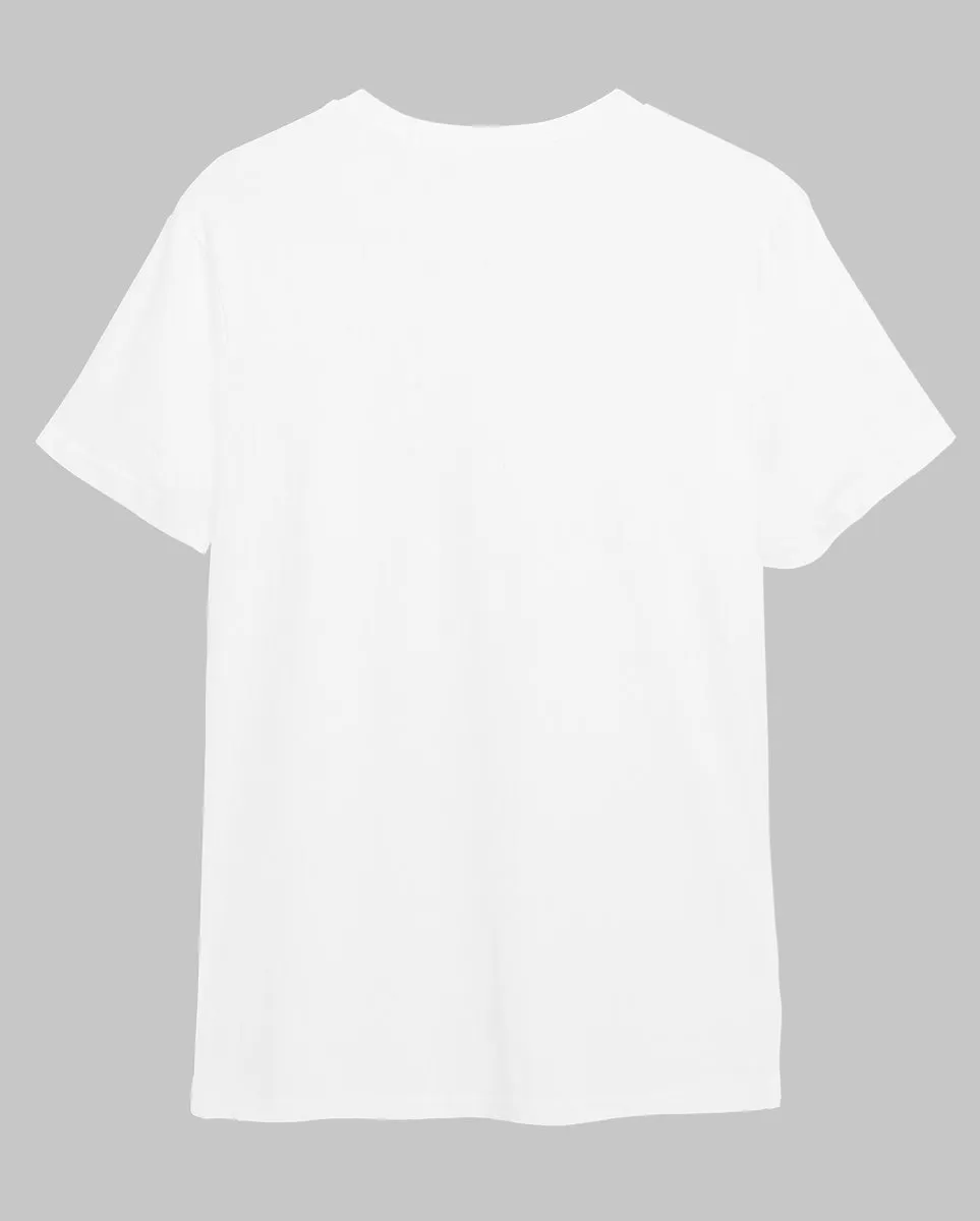 Solid Round Neck White T-Shirt