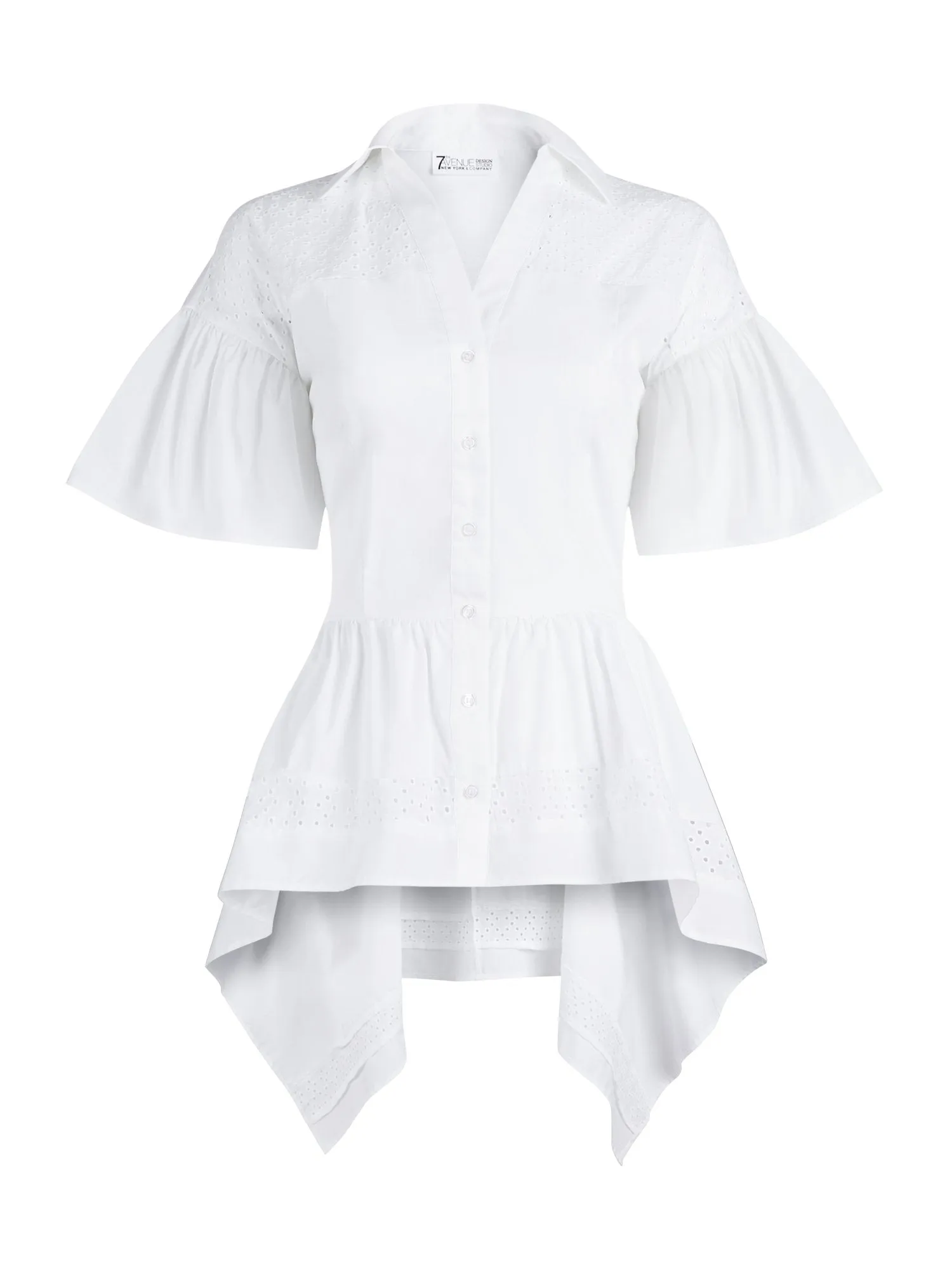 Tall High-Low Eyelet Peplum Top