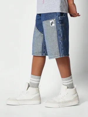 Tween Girls Denim Color Block Carpenter Short