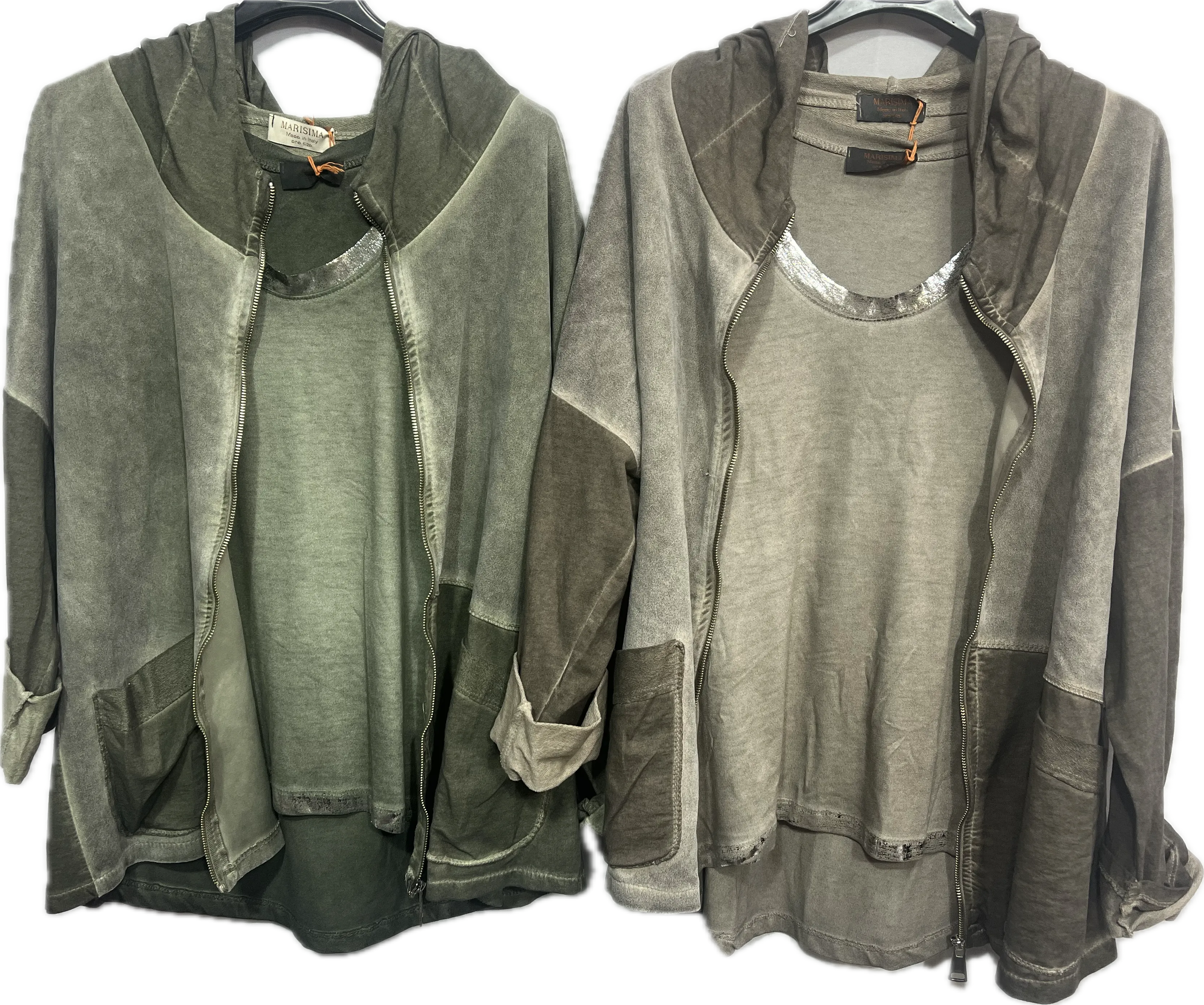 Two-Toned Zip Jacket with Pockets