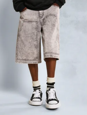 Washed Carpenter Twill Denim Jort