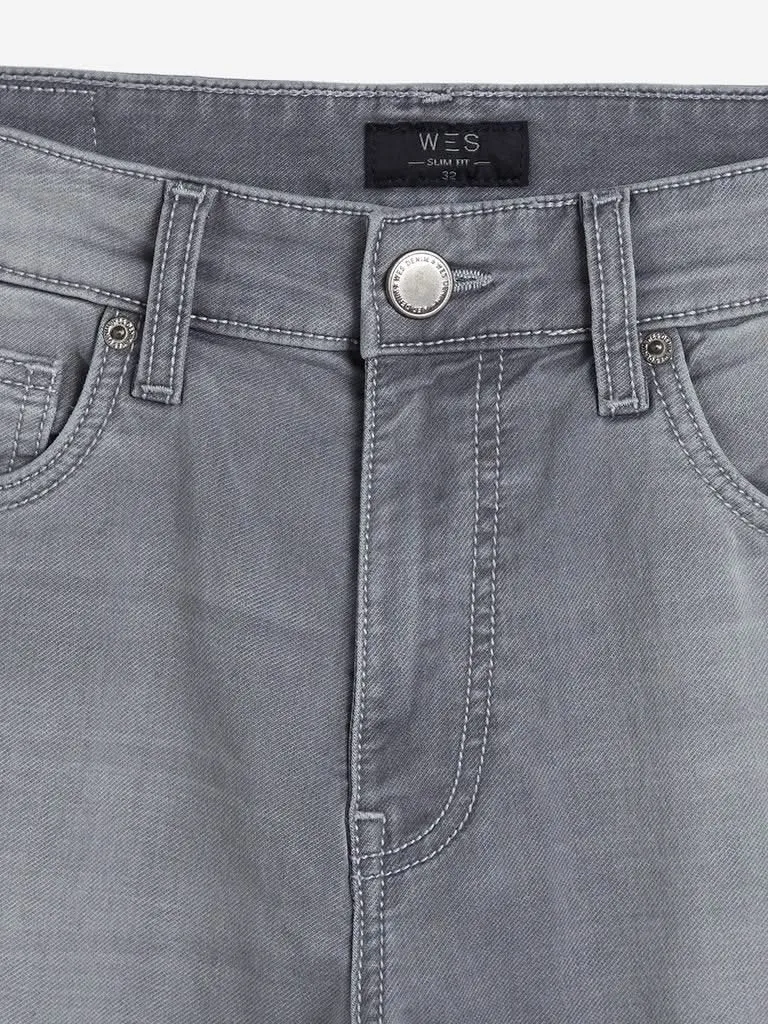 WES Casuals Grey Slim-Fit Jeans