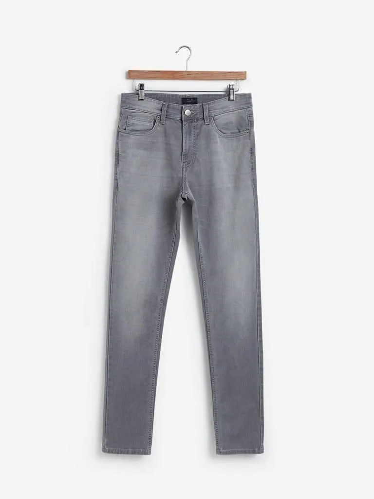 WES Casuals Grey Slim-Fit Jeans