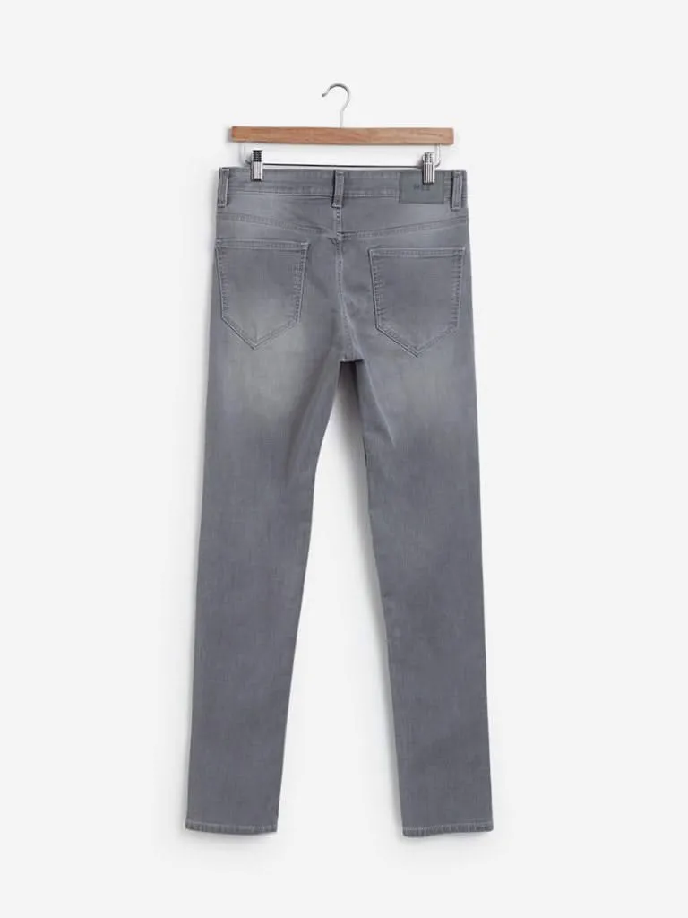WES Casuals Grey Slim-Fit Jeans